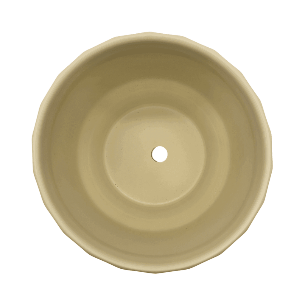 Macetero Maceta De Ceramica Limon Mate Lineas Verticales L - Fliperex