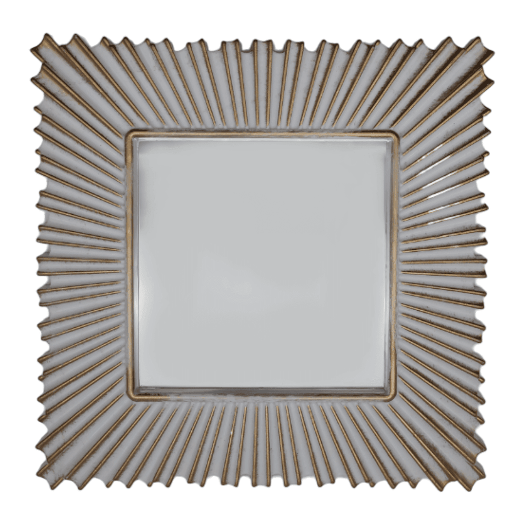 Set 3 Marcos De Espejos Cuadrados Blancos Lineas Doradas - Fliperex