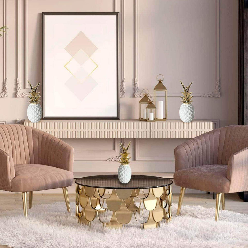 Set 2 Figuras Piñas Decorativas De Ceramica Adorno Decohogar - Fliperex