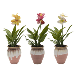 Planta Artificial Orquidea Blanca Macetero De Ceramica - Fliperex