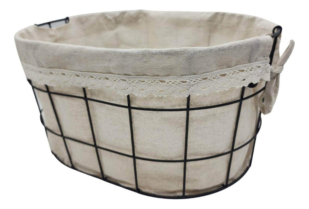 Panera Tela Ovalada Metalica Multiuso Canasto Frutera Cocina - Fliperex