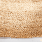 Alfombra Redonda De Yute Borde Circulos Intercalado Natural - Fliperex