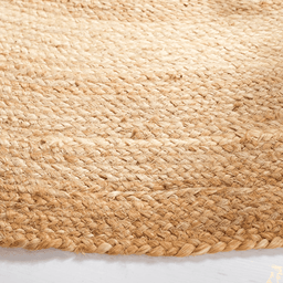 Alfombra Redonda De Yute Borde Circulos Intercalado Natural - Fliperex