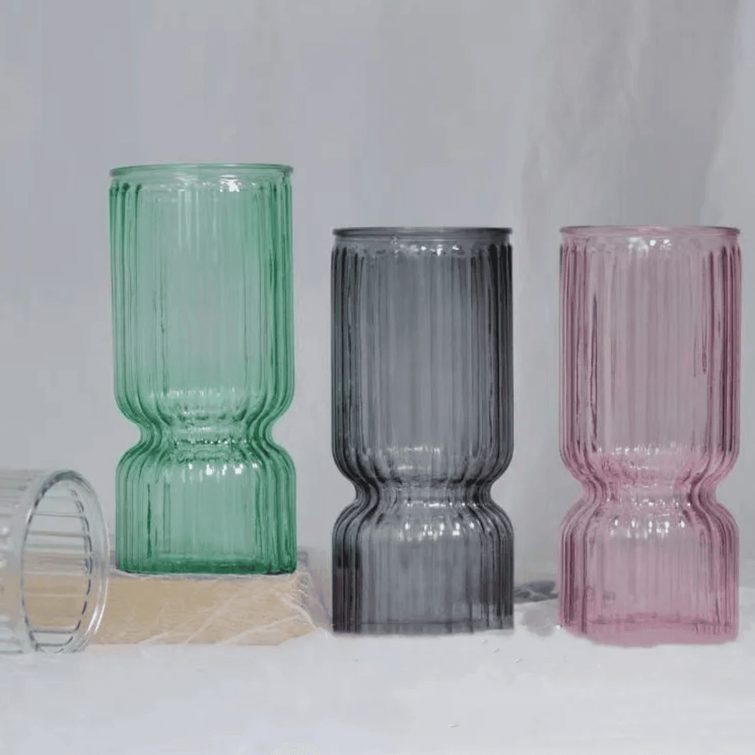 Florero Decorativo De Vidrio Cristal Con Diseño Tonos Gris - Fliperex