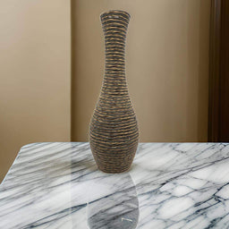 Jarron Florero Decorativo Tejido Rattan Moderno Café 60 CM - Fliperex