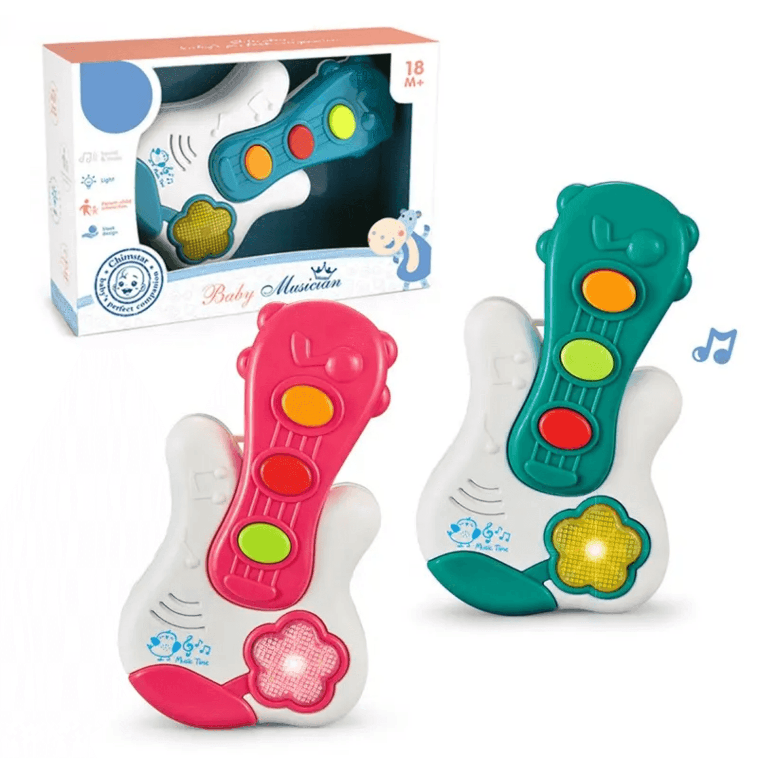 Juguete Piano Musical Con Luces Sonidos Forma Guitarra Bebe - Fliperex