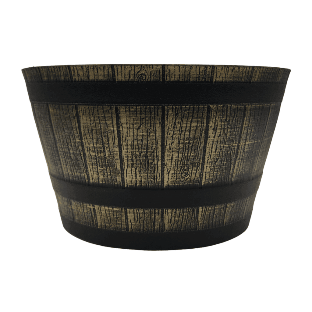 Macetero Plastico Diseño Efecto Barril De Madera Maceta XL - Fliperex