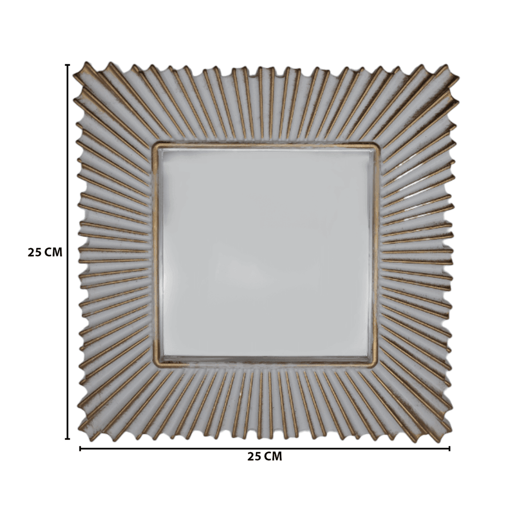 Set 3 Marcos De Espejos Cuadrados Blancos Lineas Doradas - Fliperex