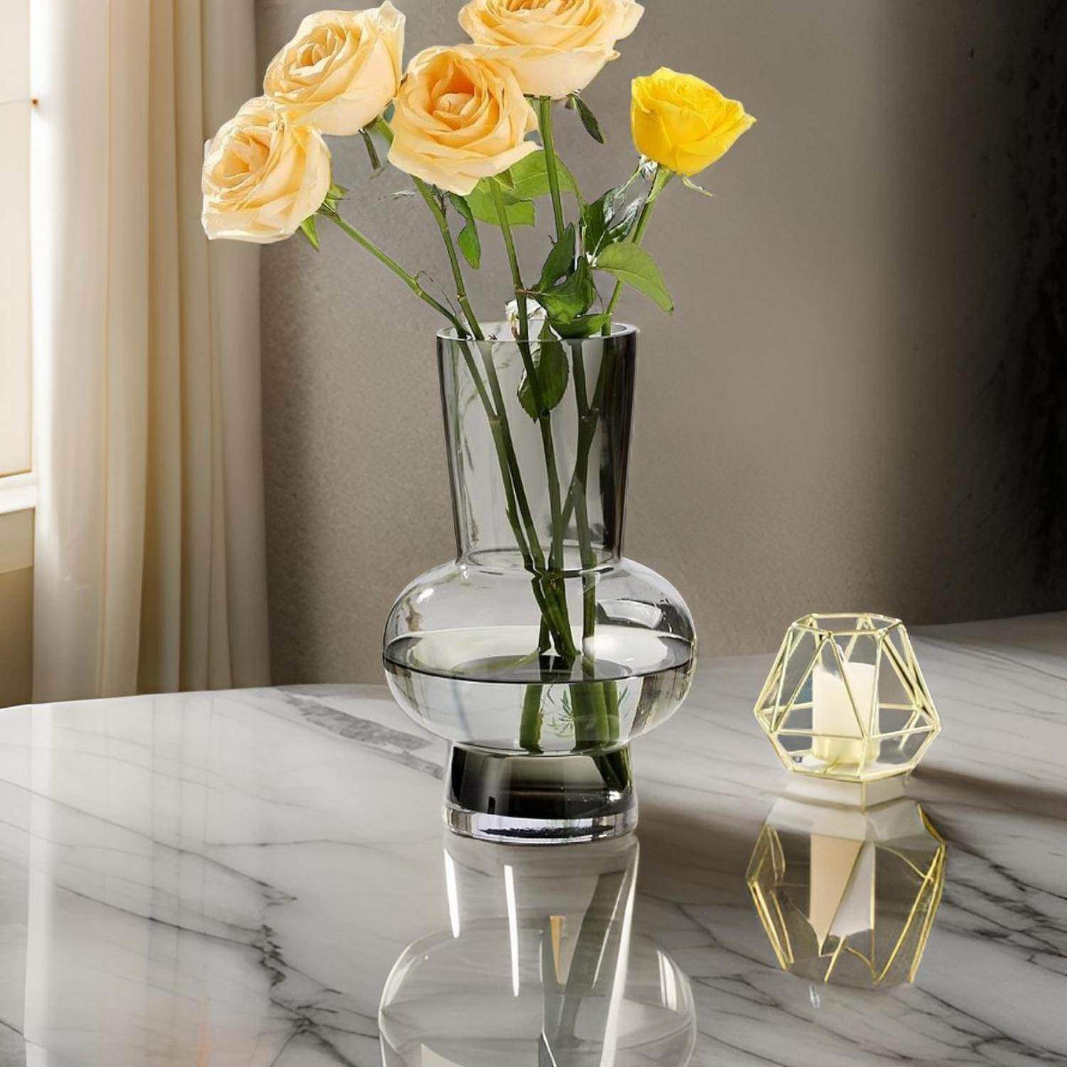 Florero Elegante De Vidrio Cristal Premium Tono Oscuro - Fliperex