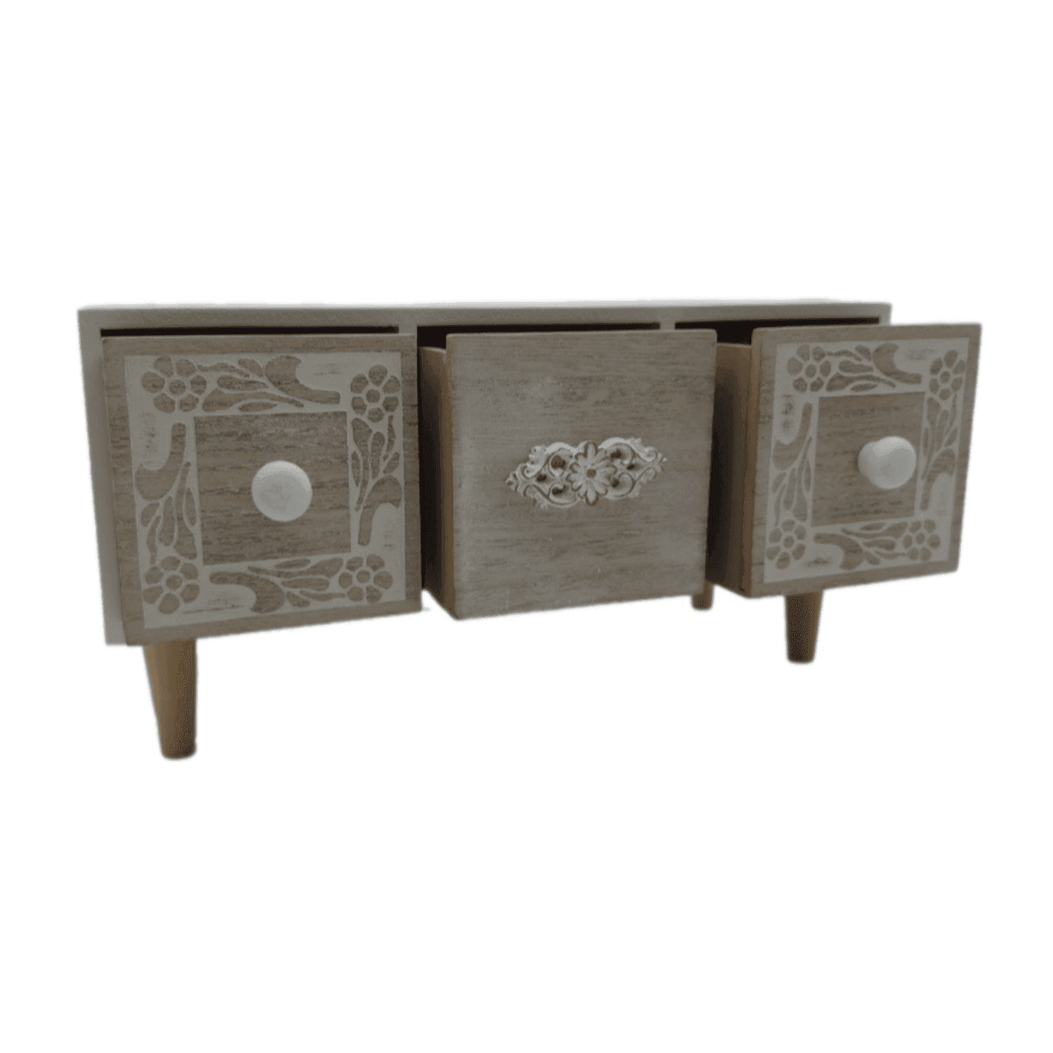 Organizador De Joyas Multiuso Oriental 3 Cajones Blanco - Fliperex