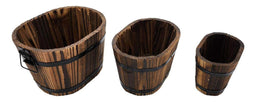 Set 3 Maceteros De Madera Tipo Barril Para Jardín Terraza - Fliperex