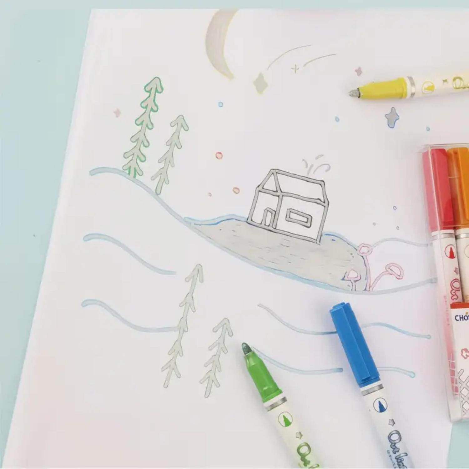 Set 8 Lapices Doble Linea Marcadores Out Line Pen Metalizado - Fliperex