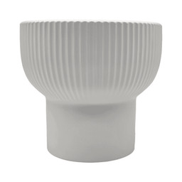 Macetero Maceta De Ceramica Copon Lineas Blanco Mate L - Fliperex