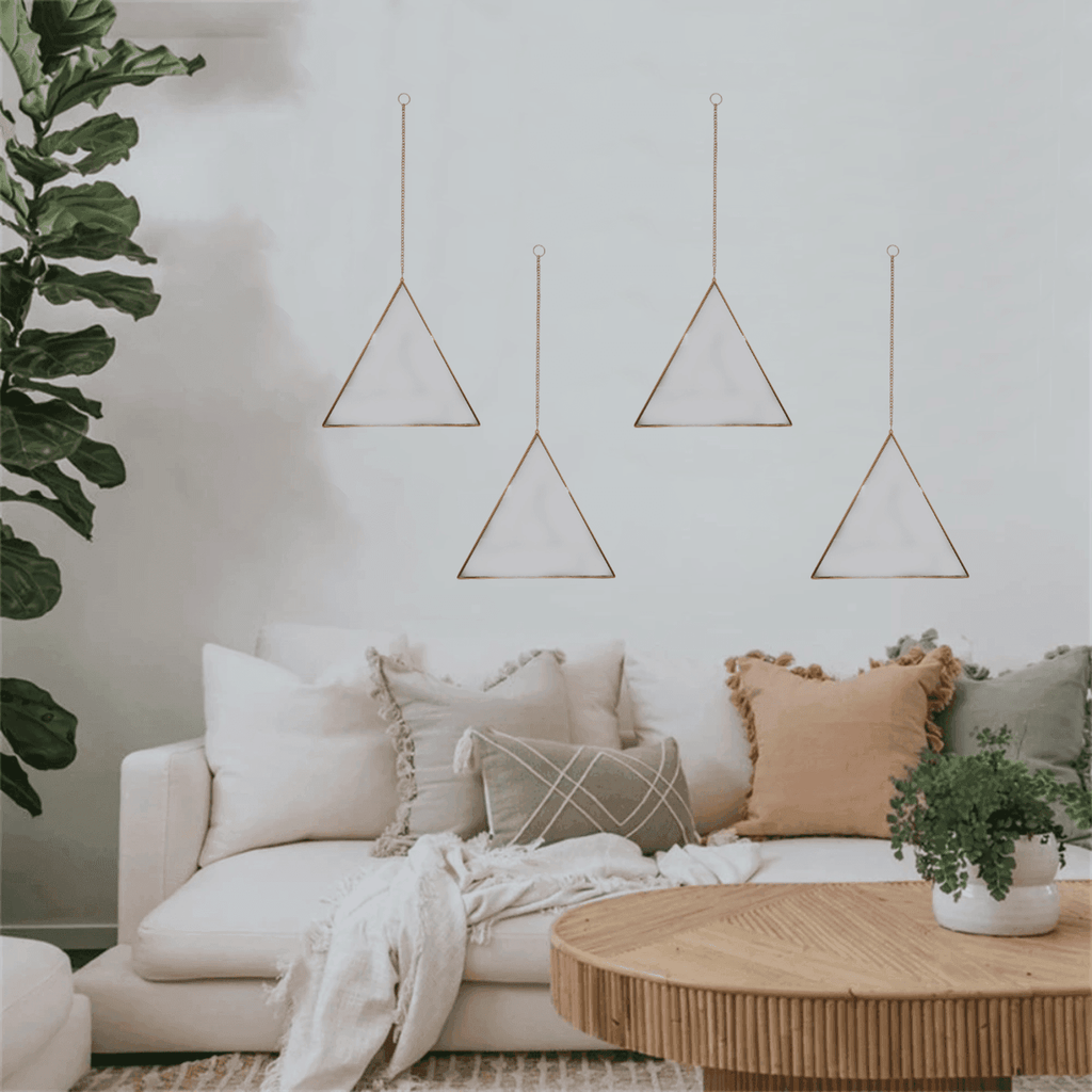 Set 4 Espejos Pared Para Colgar Triangular Marco De Espejo - Fliperex