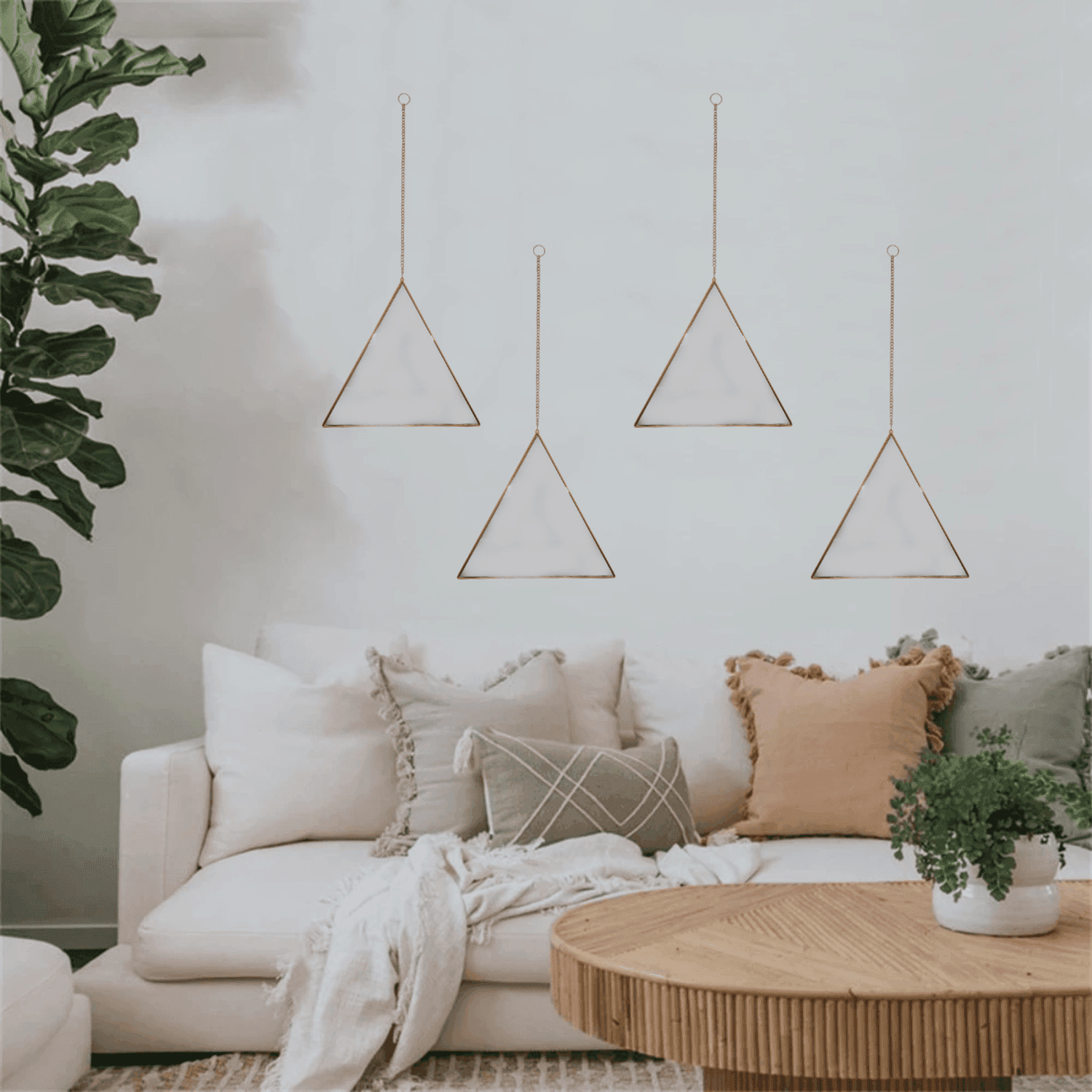 Set 4 Espejos Pared Para Colgar Triangular Marco De Espejo - Fliperex