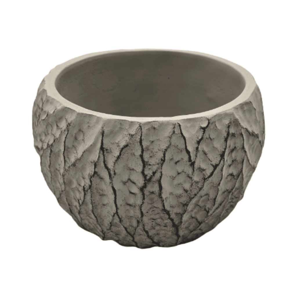 Set 2 Macetero Maceta Acabado Cemento Relieve Hojas Gris S - Fliperex