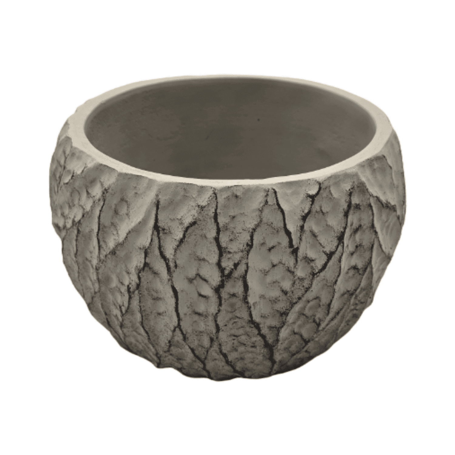 Set 2 Macetero Maceta Acabado Cemento Relieve Hojas Gris S - Fliperex