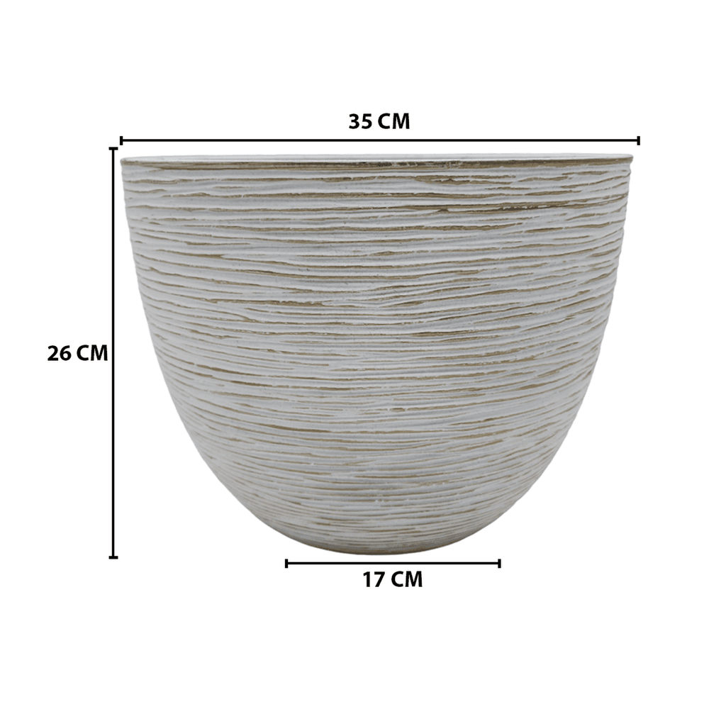 Macetero Maceta Diseño Rayas Envejecido De Plastico Blanco M - Fliperex
