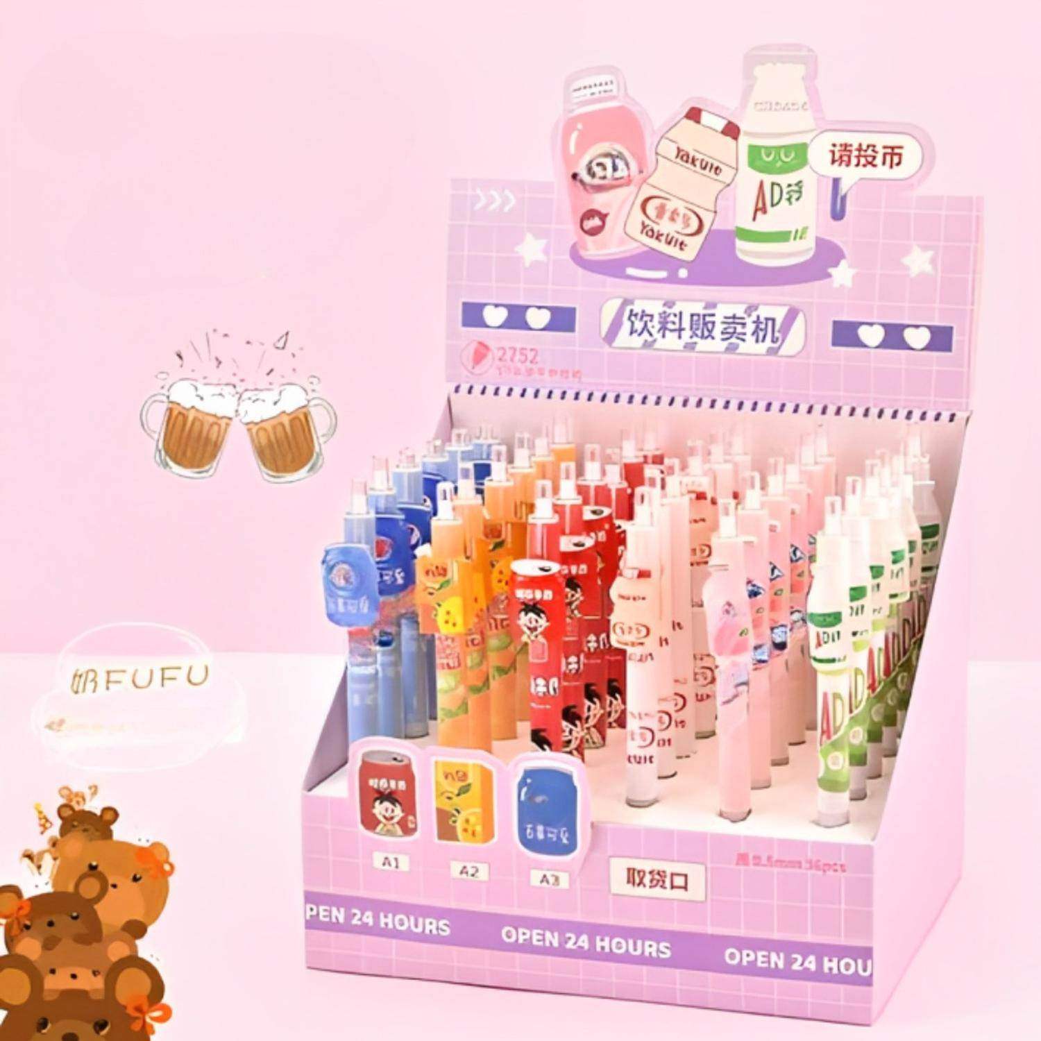 Set 3 Lápices Diseño Bebidas Bebestibles Kawaii Cute - Fliperex