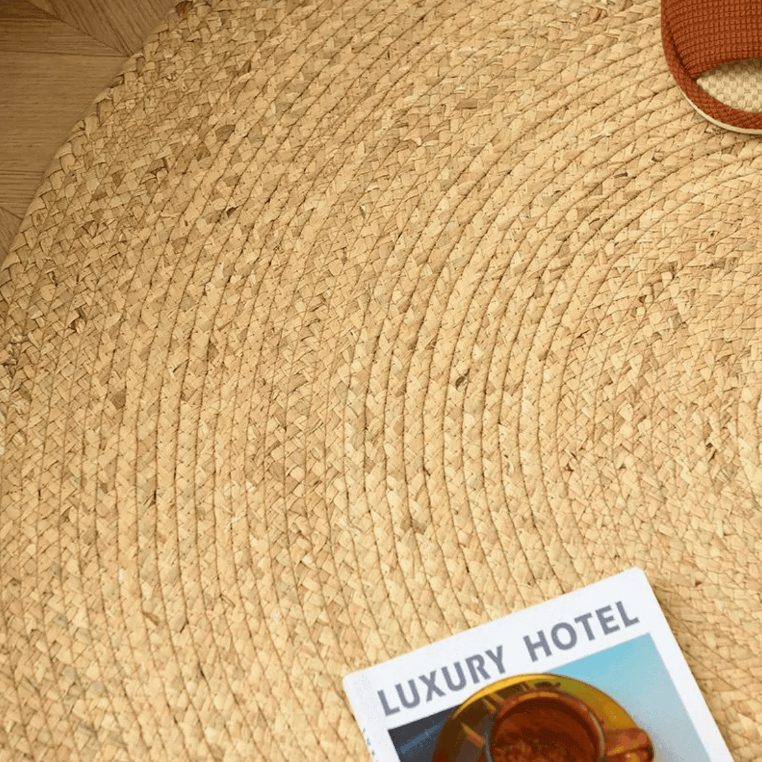 Alfombra De Yute Tradicional Rustica Circular Color Natural - Fliperex