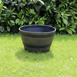 Macetero Plastico Diseño Efecto Barril De Madera Maceta XL - Fliperex