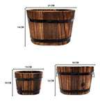 Set 3 Maceteros De Madera Tipo Barril Para Jardín Terraza - Fliperex