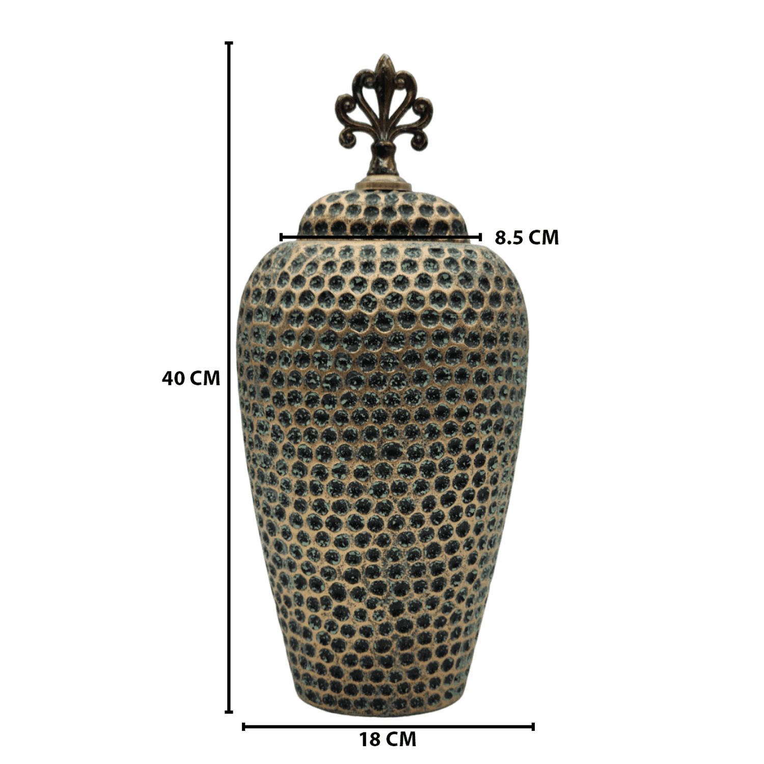 Jarron Florero Ceramica Diseño Envejecido Puntos Alargado - Fliperex