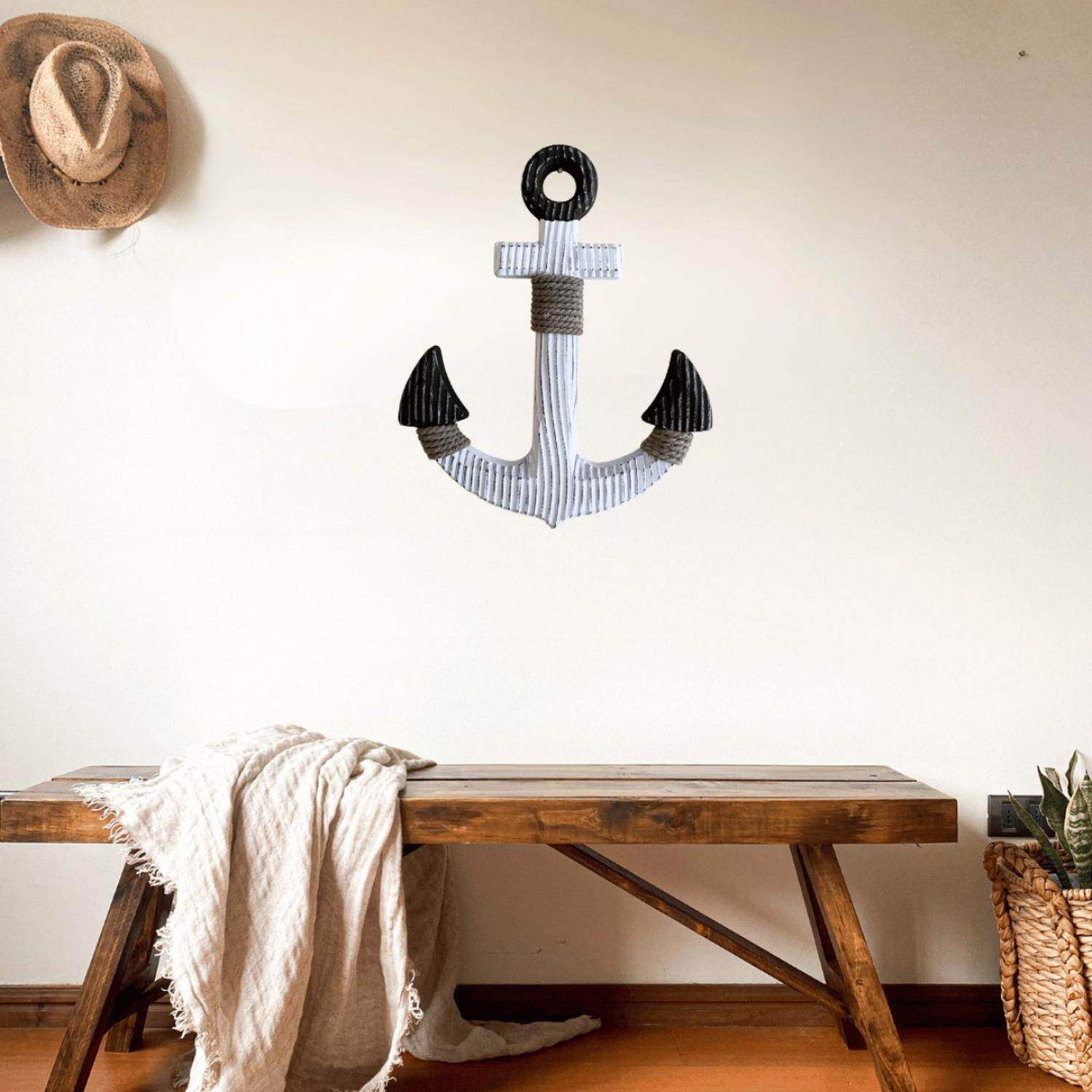Ancla Blanco Decorativo De Madera Para Pared Decoracion - Fliperex