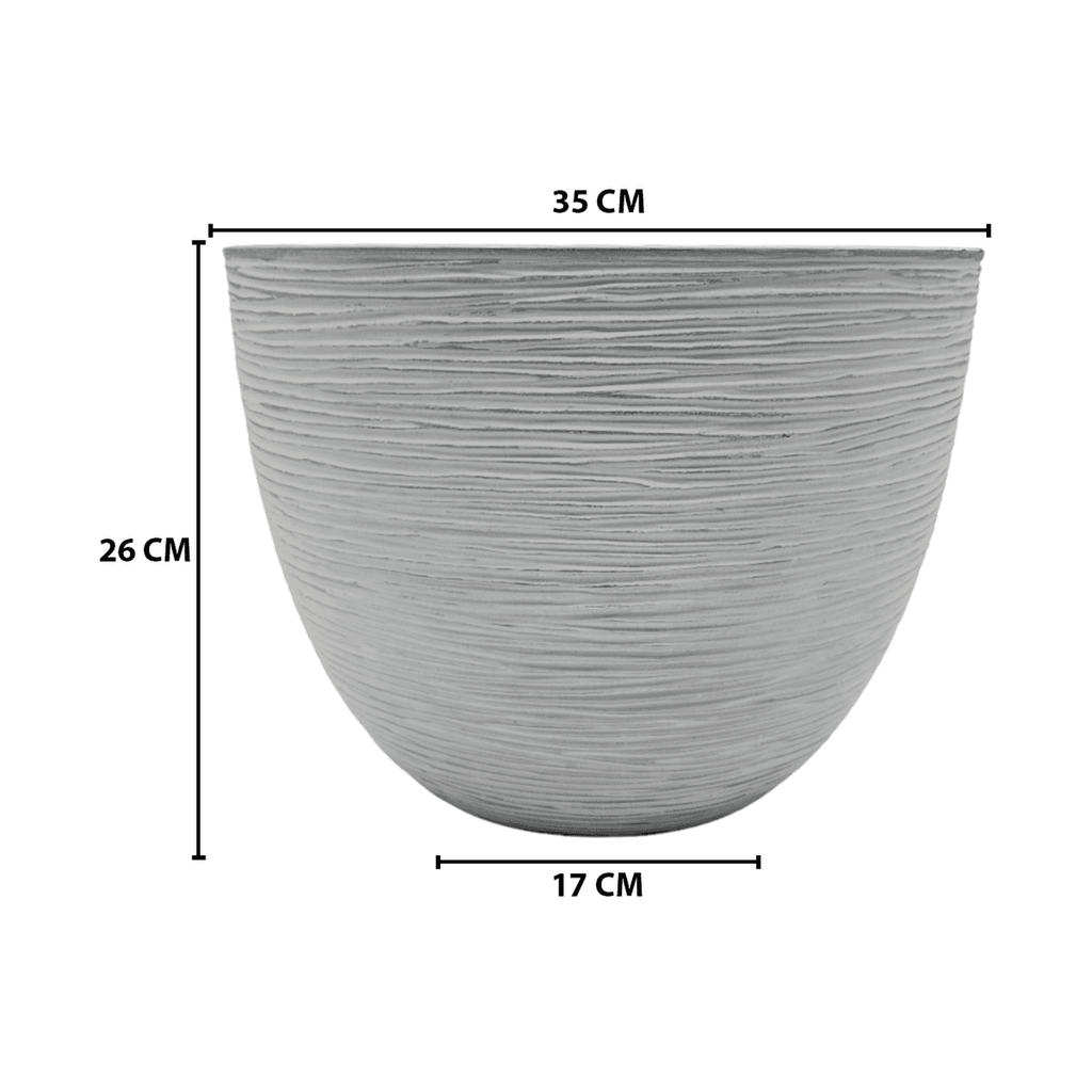 Macetero Maceta Diseño Rayas Envejecido De Plastico Blanco M - Fliperex