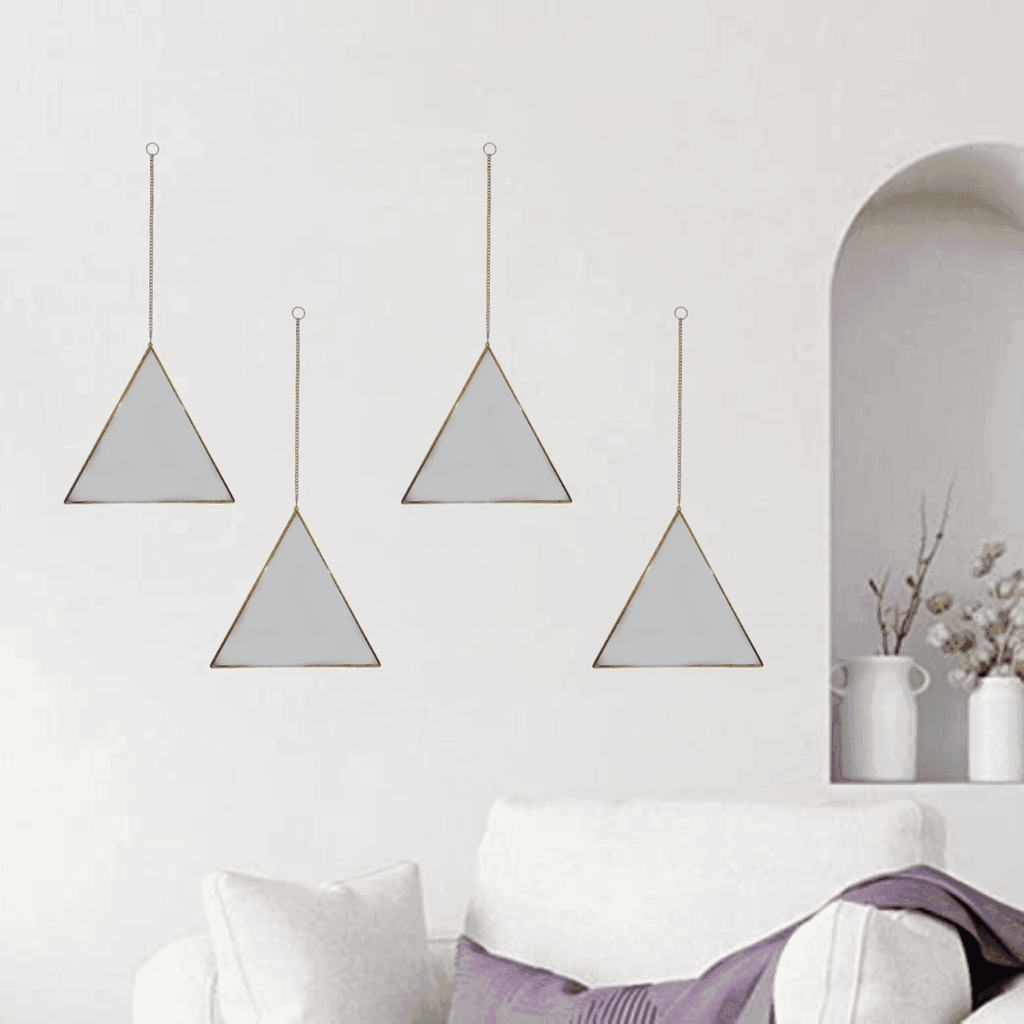 Set 4 Espejos Pared Para Colgar Triangular Marco De Espejo - Fliperex