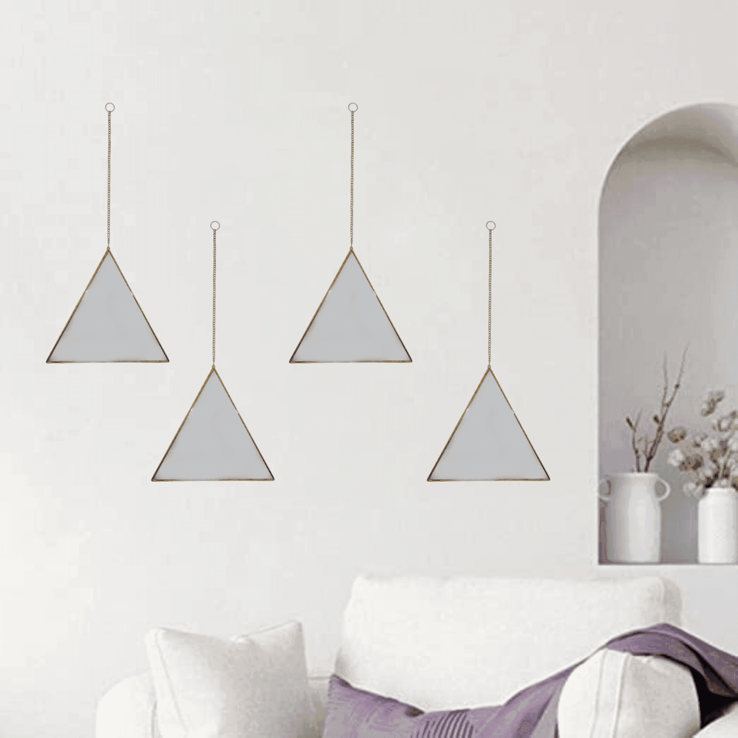 Set 4 Espejos Pared Para Colgar Triangular Marco De Espejo - Fliperex