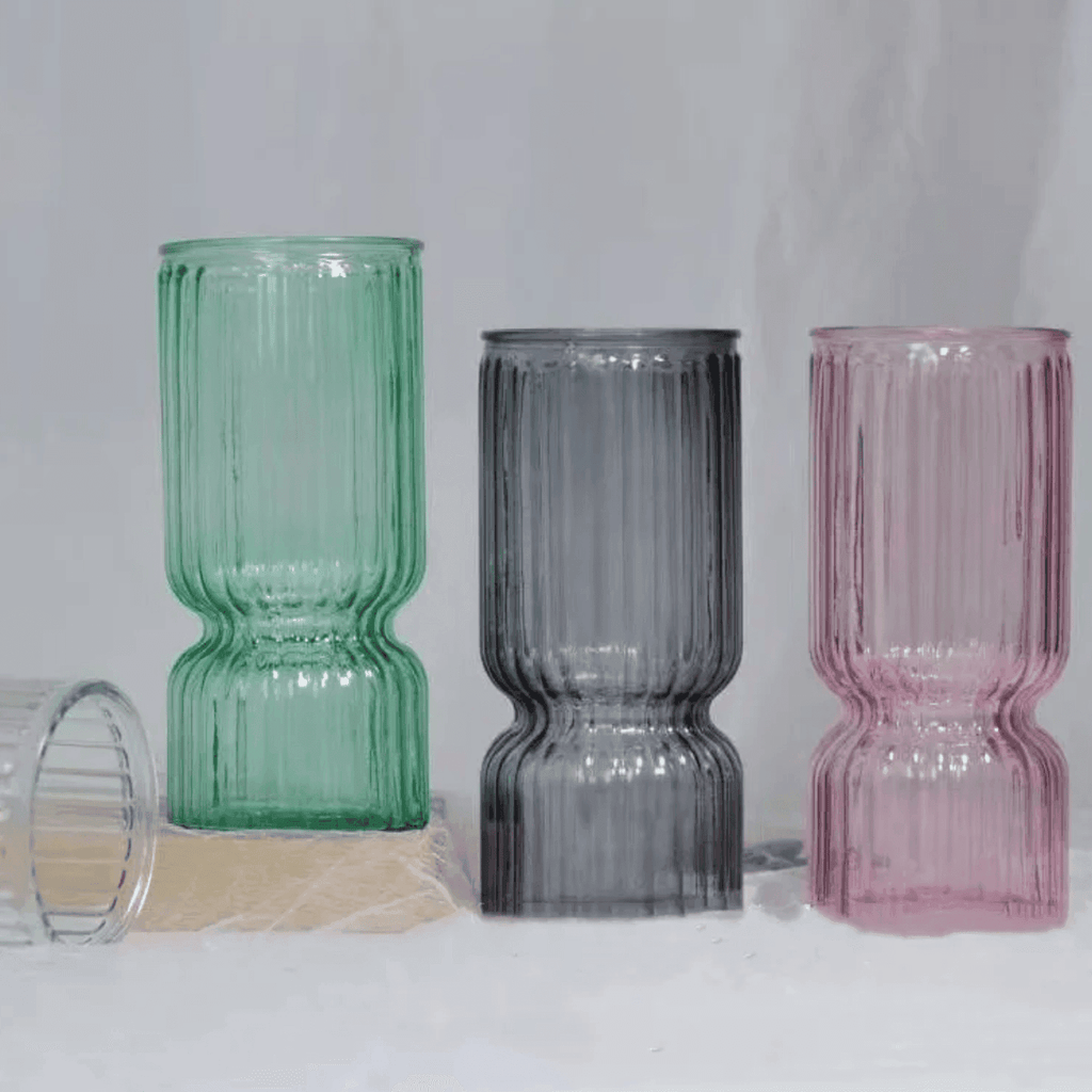 Florero Decorativo De Vidrio Cristal Con Diseño Tonos Grises - Fliperex