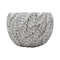 Macetero Maceta Acabado Cemento Relieve Hojas Blanco L - Fliperex