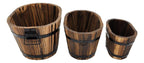 Set 3 Maceteros De Madera Tipo Barril Para Jardín Terraza - Fliperex