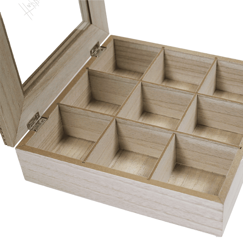 Caja De Té 9 Divisiones Tapa Con Diseño Decorativa - Fliperex