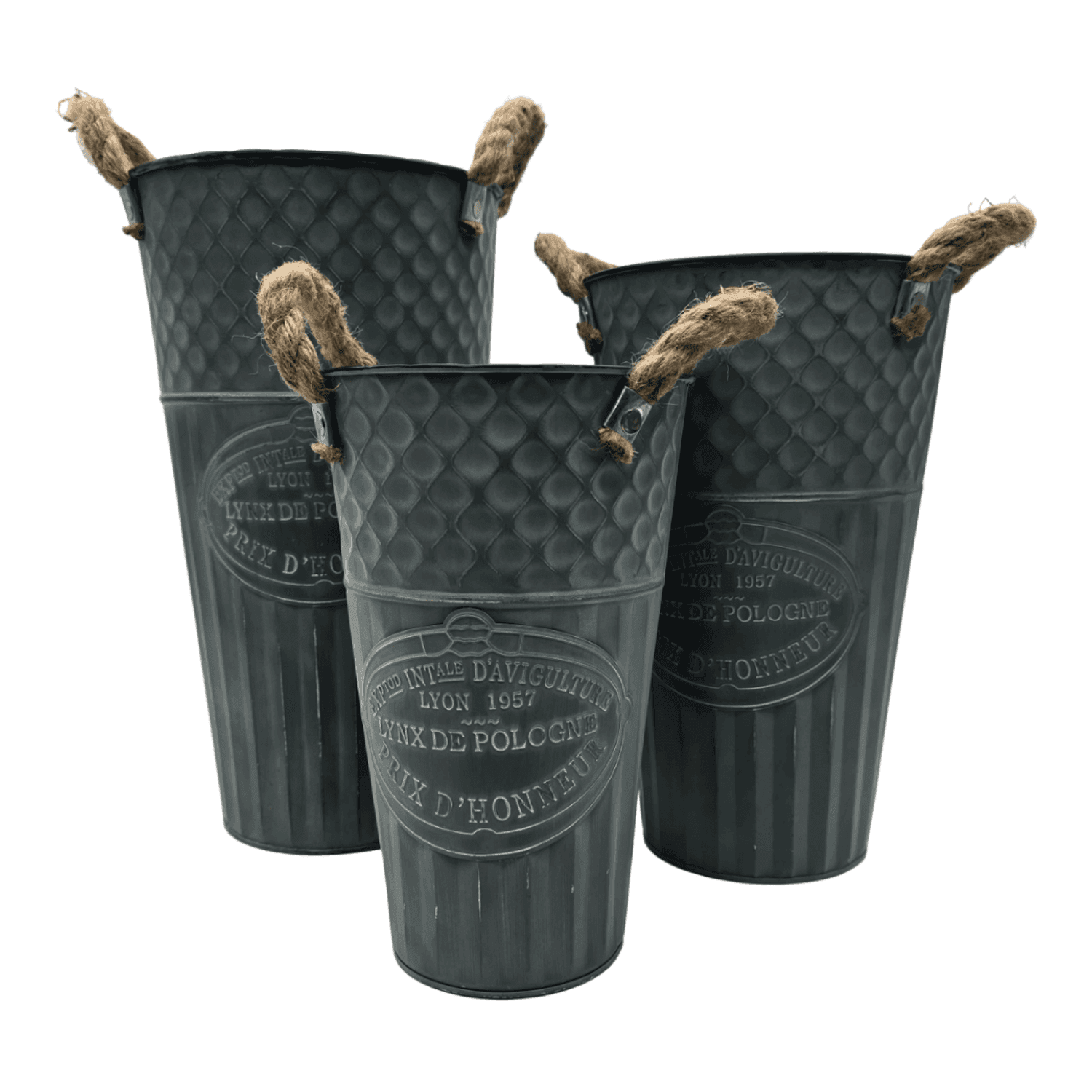 Macetero Balde Metalico Decorativo Vintage Desgastado Verd S - Fliperex