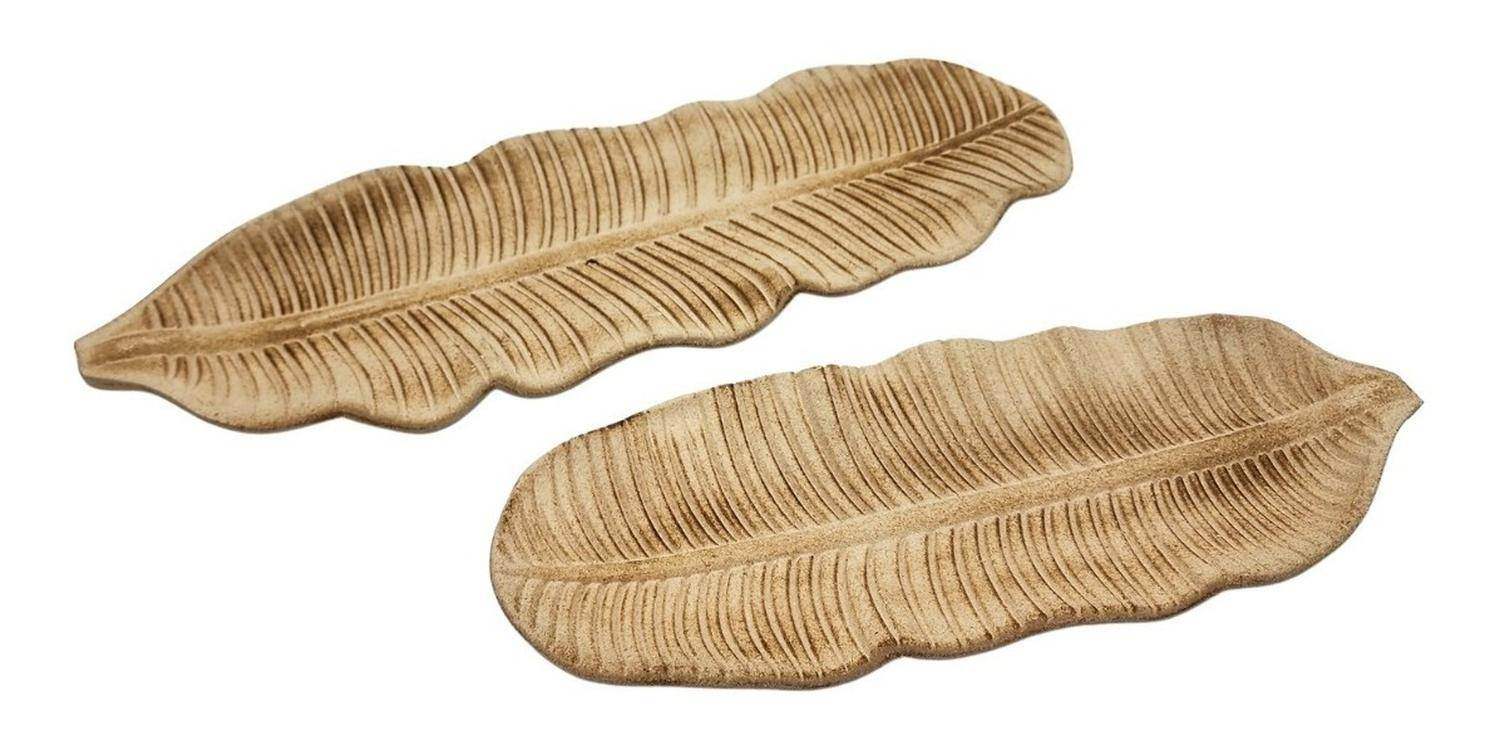 Set 2 Bandeja Plato Decorativo Hoja Estilo Minimalista - Fliperex