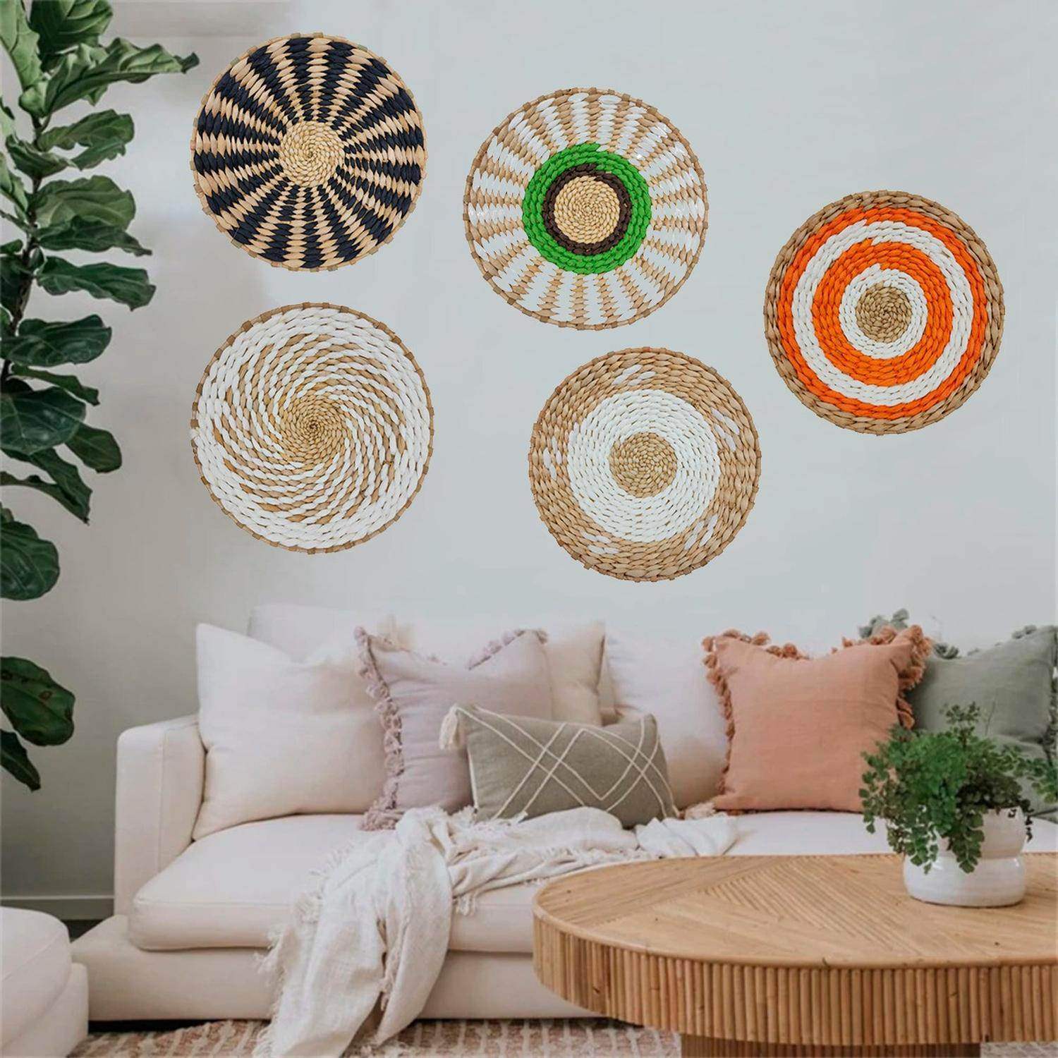 Circulo Decoración De Mimbre Para Pared Casa Terraza Mediano - Fliperex