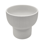 Macetero Maceta De Ceramica Copon Lineas Blanco Mate L - Fliperex