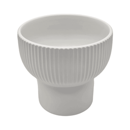 Macetero Maceta De Ceramica Copon Lineas Blanco Mate L - Fliperex