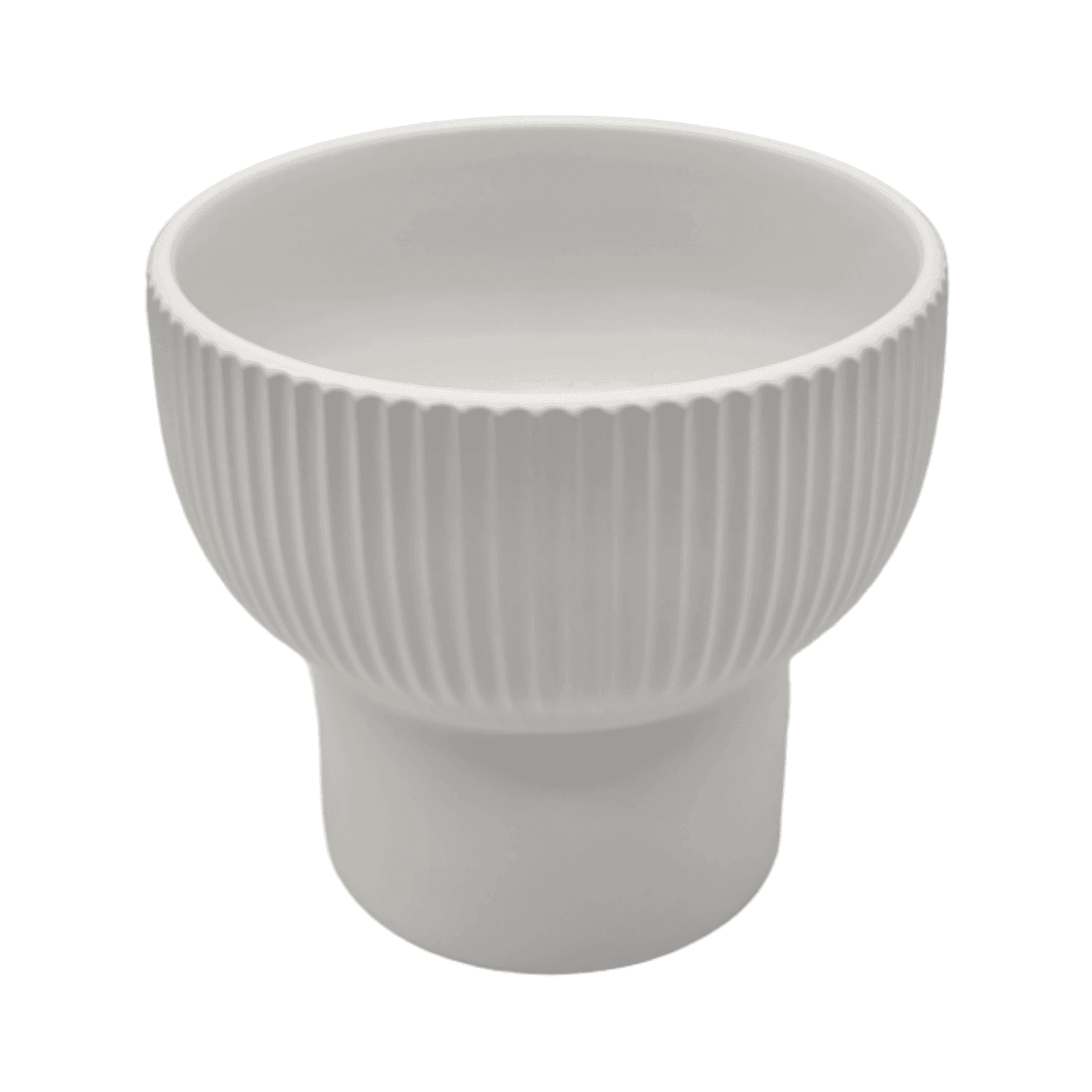 Macetero Maceta De Ceramica Copon Lineas Blanco Mate L - Fliperex