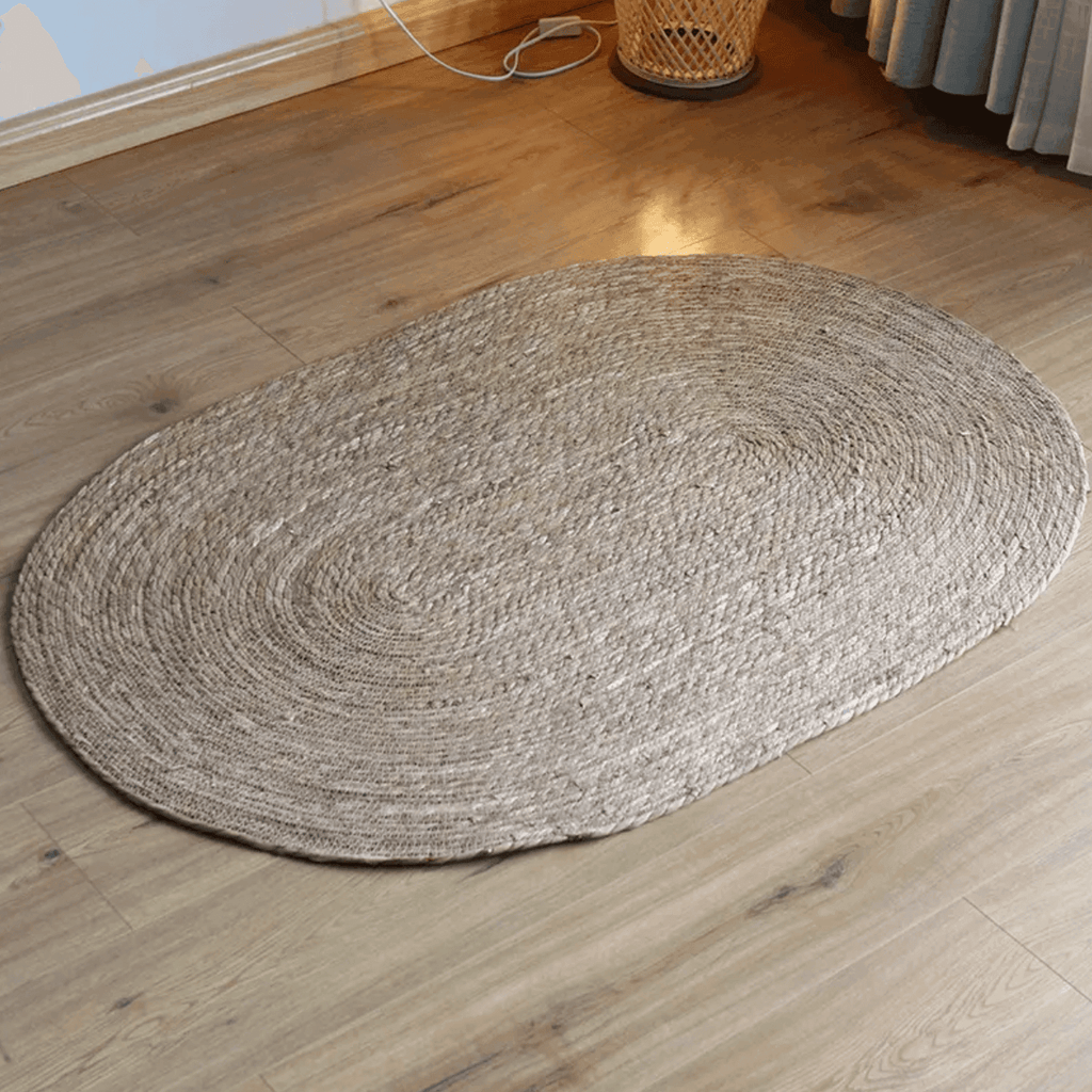 Alfombra De Yute Tradicional Rustica Ovalada Color Natural S - Fliperex