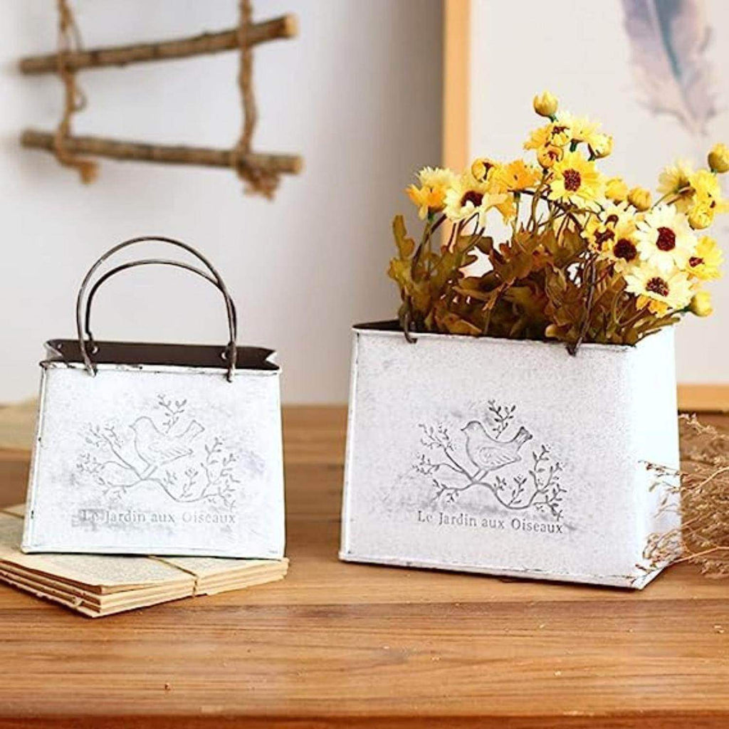 Macetero Florero Maceta Cartera Metálico Frances Le Jardin - Fliperex