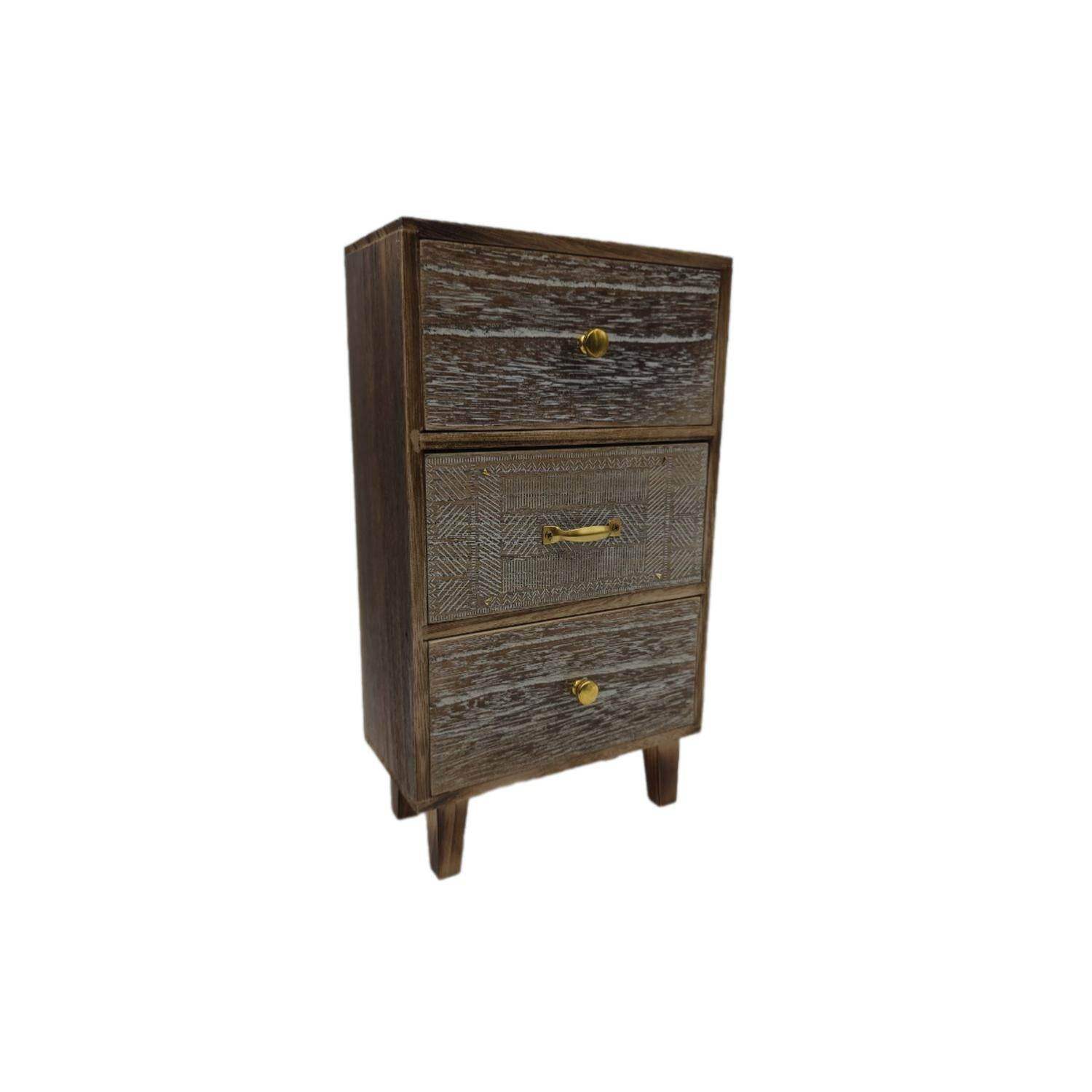 Organizador De Joyas Multiuso Oriental 3 Cajones Café - Fliperex