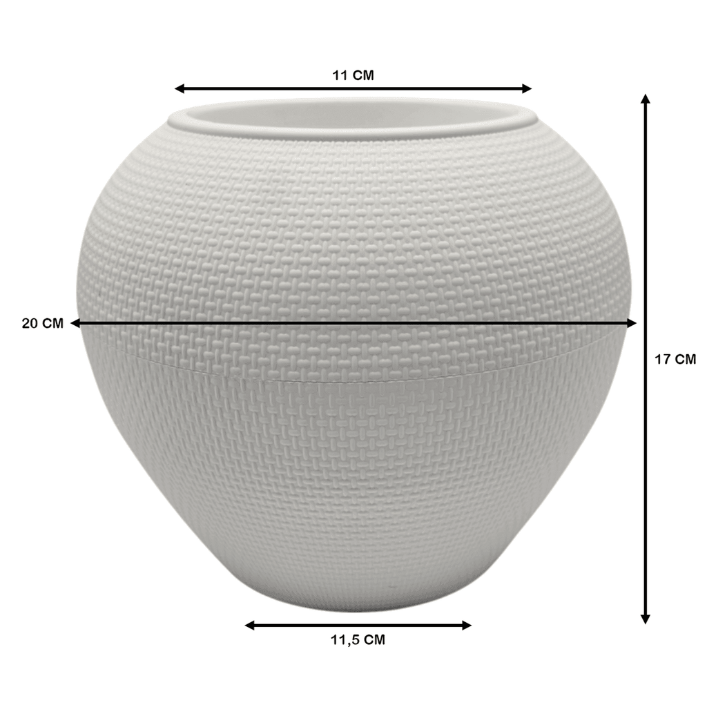 Set 3 Maceteros Plastico Redondo Ovalado Moderno Textura S - Fliperex