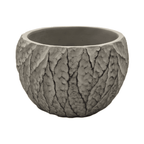 Set 2 Macetero Maceta Acabado Cemento Relieve Hojas Gris S - Fliperex