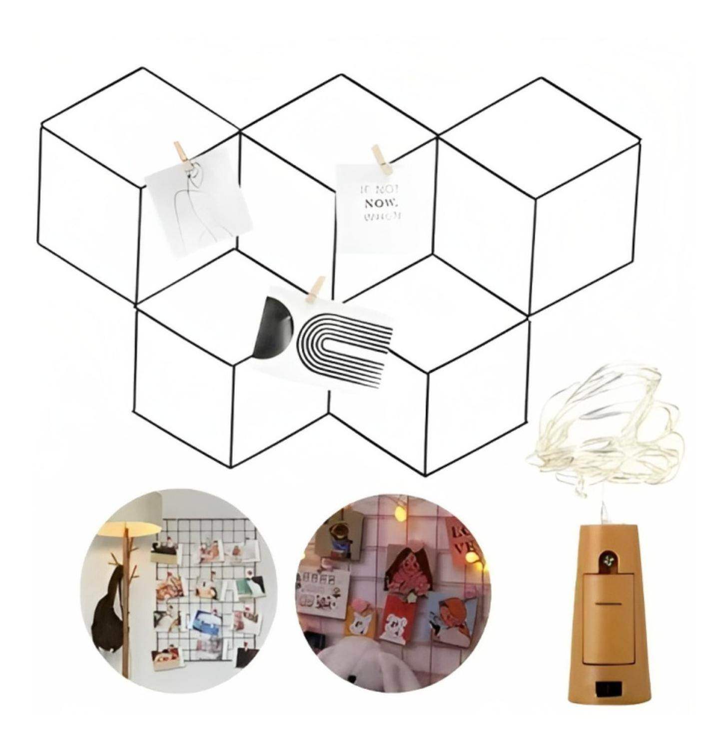 Rejilla Metálica Portafotos Collage Diseño Colores Regalo - Fliperex