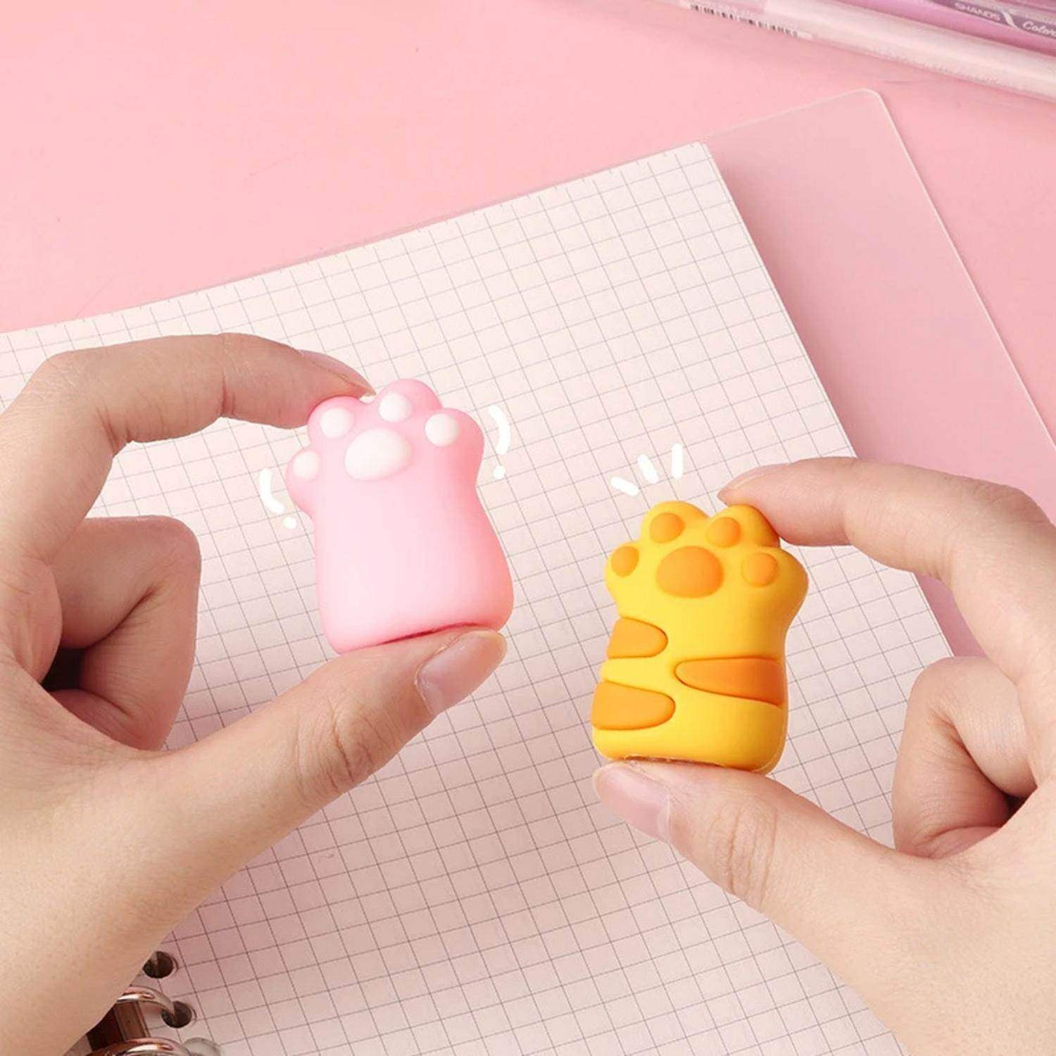 Set 2 Gomas De Borrar Patita De Gato Kawaii Colores - Fliperex