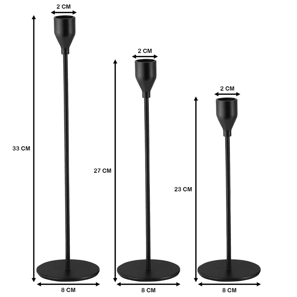 Set 3 Candelabros Porta Velas Negro Decora Centro De Mesa - Fliperex