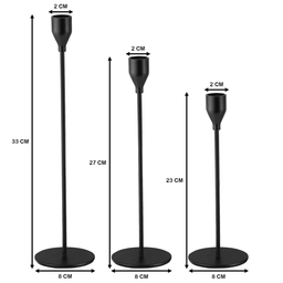 Set 3 Candelabros Porta Velas Negro Decora Centro De Mesa - Fliperex